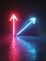 Two glowing arrows pointing in opposite directions