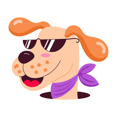 Canvas Print - cartoon style sticker of cool dog wearing sunglasses