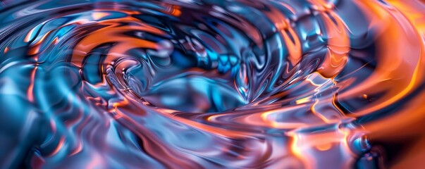 Flowing liquid 3D spiral with vibrant reflections, 4K hyperrealistic photo