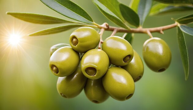Olive branch on blurred background with space for text placement ideal for creative designs 98