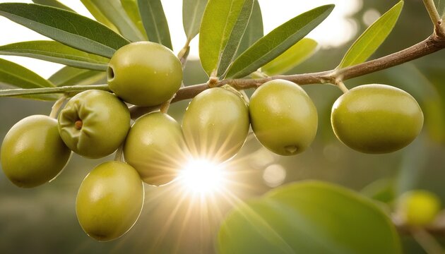 Olive branch on blurred background with space for text placement ideal for creative designs 92