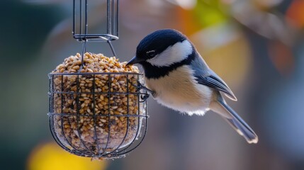 Wall Mural - A Small Bird Eating Seeds