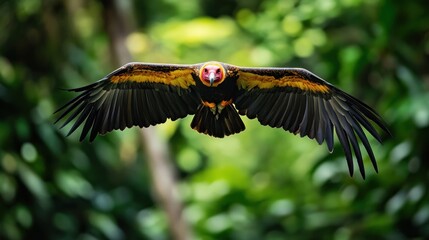 Canvas Print - Magnificent Red-headed Vulture in Flight