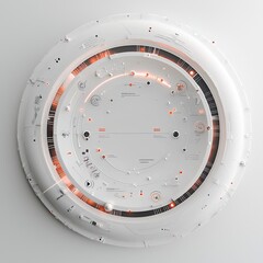 Poster - Futuristic circular design with intricate patterns and glowing accents, perfect for technology and modern aesthetics.