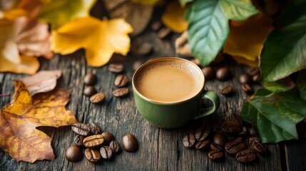 Wall Mural - Cozy Coffee Shop Ambience with Warm Earthy Colors