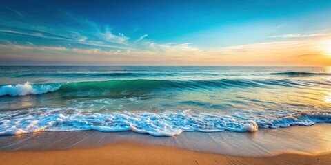 Wall Mural - serene view of softly rolling ocean waves , tranquility, beach, relaxation, scenic, water, nature, p