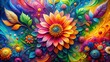 © Udomner - Vibrant and eye-catching abstract flower painting , colorful, abstract, flower, painting, art, vibrant, colorful