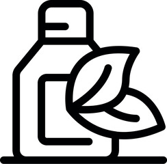 Poster - Minimalist visual of a bottle with leaves, representing eco friendly and sustainable products