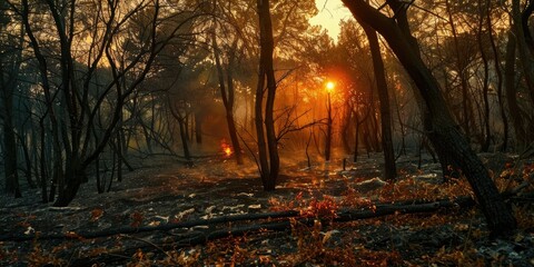 Wall Mural - Manavgat forest devastated by the largest fire in a century