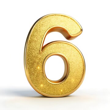 the number 6 with a shiny gold effect on a white background