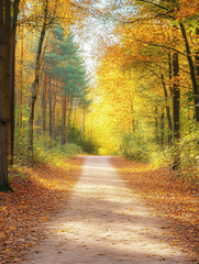 Wall Mural - Pathway in the autumn forest