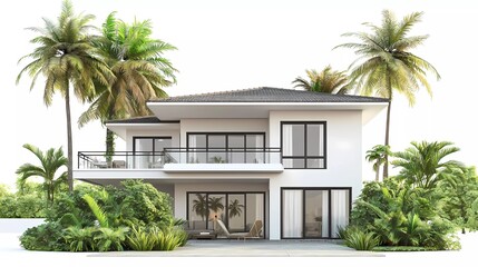 Wall Mural - Modern Home Trends, Tropical Inspired, Isolated 3D Rendering, White Background.