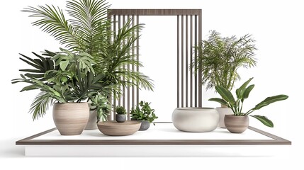 Wall Mural - Modern Home Trends, Tropical Inspired, Isolated 3D Rendering, White Background.