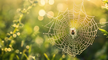 Wall Mural - Dewdrops on a Spiderweb