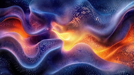 Wall Mural - A vibrant and colorful digital art piece featuring swirling galaxies in various shades of blue,