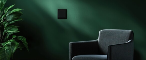 Sticker - Green Wall with Black Armchair and Light Switch