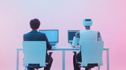 A robot and human working together at the same desk