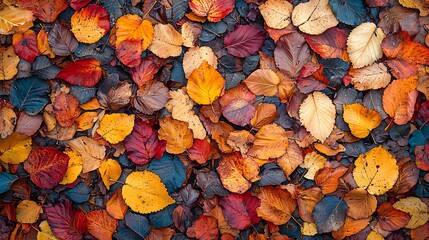 A rich texture of colorful autumn leaves, celebrating the beauty of the fall season.