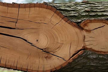 Wall Mural - Isolated Cut Tree Trunk with Natural Wood Texture and Circular Patterns