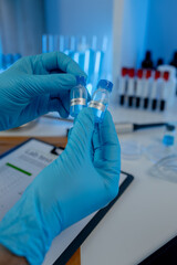Wall Mural - working atmosphere in the laboratory, chemistry and science specialist working in a lab with various