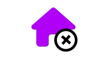 Poster - House with wrong mark icon indicates removal. Home icon with close symbol represents deletion or rejection.