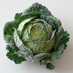 Wall Mural - A close-up photograph of a green vegetable with its leaves spread out.