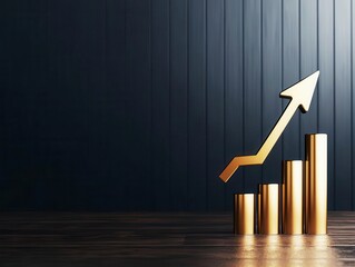 Golden spotlight highlighting a growing trend line on a chart, symbolizing focused revenue growth, revenue growth, business focus