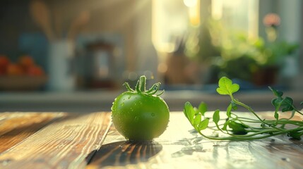 Canvas Print - A selection of freshly harvested veggies, including a lone lemon, a pair of garlic bulbs,