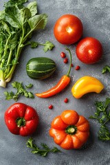 Wall Mural - Colorful Assortment of Fresh Vegetables and Herbs