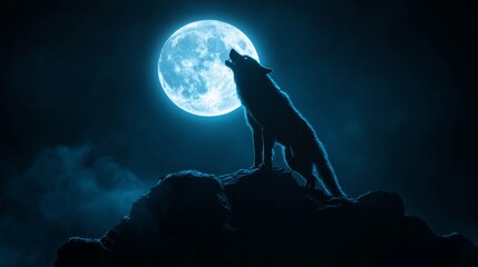  Wolf Howling at the Moon.