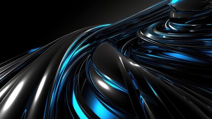 Fototapete - A digital art image of a futuristic metallic design with blue hues,