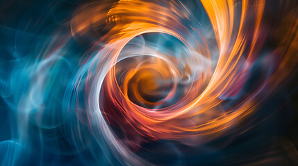 Canvas Print - A swirling blue and orange vortex of smoke