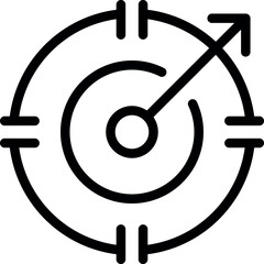 Poster - Arrow pointing to center of target icon in outline style, suitable for any projects about business, marketing, goal, strategy, success, etc