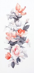 Wall Mural - Delicate watercolor painting of blooming flowers in soft hues, perfect for adding a touch of elegance to any design.