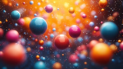 Canvas Print - 3D rendered abstract background of chaotic colorful particles and geometric plastic elements fun