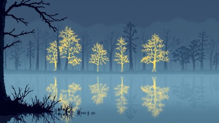 Wall Mural - Glow Banner Simple Illustration for Landscape or Graphic Resources