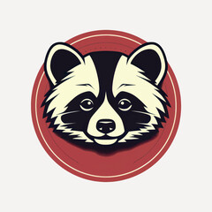 Sticker - Cartoon raccoon face logo