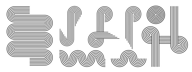 line geometric arch and circular abstract shapes.
