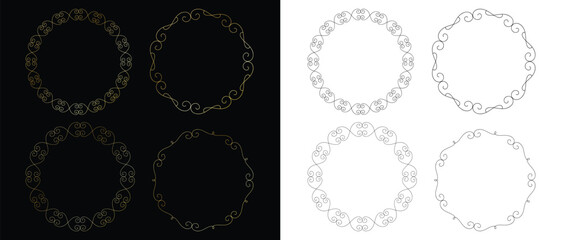 Poster - set of luxury ornament embellishment black and golden circle border.