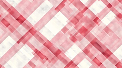 Wall Mural - Abstract Watercolor Plaid Pattern in Pink and White 