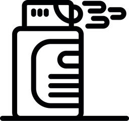 Poster - Black outline of a gas lighter releasing a flame, simple style for different design uses