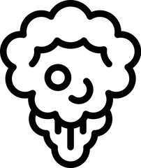 Poster - Outline icon of a funny brain with curly hair having an idea while drooling