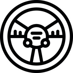 Poster - Simple line icon of a steering wheel, representing the concept of driving and the automotive industry