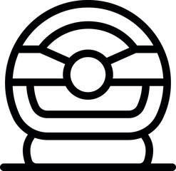 Poster - Black and white icon of a cable car cabin moving up to a mountain resort