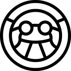 Poster - Simple line art icon of a driver wearing glasses looking out the steering wheel of a vehicle
