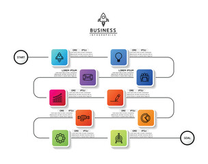 Fototapete - Vector infographic business presentation template connected with 10 options