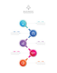 Wall Mural - Vector infographic business presentation template with circular interconnection with 5 options.