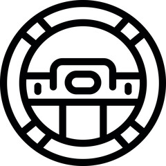 Poster - Bold black outline icon representing a steering wheel, symbolizing driving, control, and direction