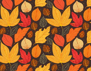 Wall Mural -  autumn leaves pattern background