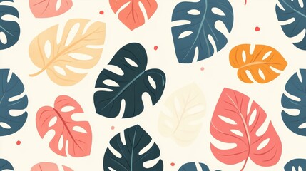 Wall Mural - Unique tropical monstera leaf patterns for walls. Perfect for modern decor and artistic room designs.